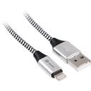 Tracer USB kaabel, TRAKBK46268, 1m, 2.0, Lightning USB-A, must ja h&otilde;bedane, 1 tk pakendis
