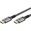 Goobay DisplayPort kabelis 65265, 2 m, 8K60Hz atbalsts, 4K240Hz atbalsts, līdz 32.4 Gbps, dinamiska HDR, alumīnija korpuss