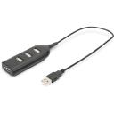 Digitus USB centrmezgls, AB-50001-1, 4 x USB 2.0, 480 Mbps, 30 cm kabelis, USB baro&scaron;ana