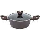 Resto Kastrul 93018 2.5L 20cm &Uuml;mmargune, Alumiinium, Klaasist kaas, Ergonomilised puidust k&auml;epidemed
