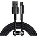 Baseus Tungsten Gold kaabel USB iP CALWJ-A01, 2m, 2.4A, 480MB/s, must, nailon, tsinkisulam
