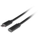Lanberg USB-C M/F 3.1 kaabel CA-USBE-20CC-0015-BK, 1.5 m, 5 Gbps, 100 W, must, PVC, vask