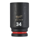 SHOCKWAVE&trade; IMPACT DUTY TRIECIENIZTURĪGAS UZGRIEŽŅU MUCIŅAS, 34 MM 3/4" IMPACT SOCKET DEEP - 1PC, 4932480393 MILWAUKEE