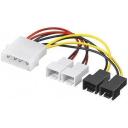 Goobay toitekaabel/adapter PC ventilaatoritele 93632, 14cm, 2x3 pin 12V, 2x3 pin 5V, 4 PIN sisemine pistik