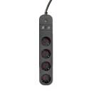 Gembird Pagarinātājs TSL-PS-S4U-01, 4 ligzdas, 3USB, 3680W, 240V, IP20, viedā kontakligzda