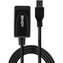 Lindy 43155 USB 3.0 aktyvus prailginimo kabelis 5m, 1 x USB, 1 x USB-C, juodas / pilkas