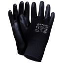 Трикотажные, нейлоновые перчатки с полиуретановым покрытием, размер 10 черный