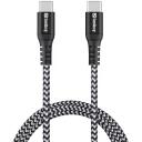 Sandberg USB-C кабель 441-38, 1м, USB 2.0, USB C, USB C, мужской, черный, серый, Кевлар, Нейлон
