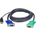 Aten KVM kaabel 5m 2L-5205U, 5m, HDB-15 isane + USB A isane, SPHD-15 isane, must