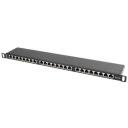 Lanberg Patch paneel 24 porti PPS5-0024-B, 0.5U, 19", CAT.5E, varjestatud, must, 24 RJ-45
