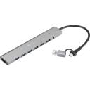 Sandberg USB-C/A uz 7 x USB 3.0 sadalītājs 136-66, 5000 Mbit/s, 0.15 m, 5 V, 3.5 A, 7 porti, GL3510, ECCN EAR99