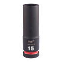 SHOCKWAVE&trade; IMPACT DUTY TRIECIENIZTURĪGAS UZGRIEŽŅU MUCIŅAS, 15 MM 1/2" IMPACT SOCKET DEEP - 1PC, 4932480333 MILWAUKEE
