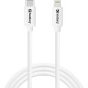 Sandberg USB kabelis 136-58, 1m, USB 3.1 Gen 1, balta, 5000Mbit/s, USB-C Male, Lightning Male, Quick Charge