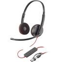 Poly Blackwire 3220 k&otilde;rvaklapid, 8X228AA, 32 &Omega;, 90 dB, 2.8 cm k&otilde;lar, stereo, fikseeritud mikrofon