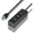 Axagon USB keskjaam HUE-S2BL 4 USB 3.0 porti, 1.2 m kaabel, 2A laadimine, mati korpus