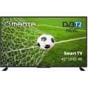 Manta televizors 43LUA120D, 43 collas, 3840x2160 px, DVB-T2/HEVC H.265, 2x8W, WiFi, HDR, VESA 200x200