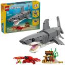 Lego Rotaļlieta 3 IN 1 31381 Negantā haizivs ar dārgumu lādi, 379 detaļas, 8 cm augsta, 26 cm gara, 11 cm plata