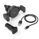 Hama FC10 Flex-Set auto lādētājs 00201677, 10 W, bezvadu, QI uzlāde, antracīts, elastīga montāža, LED indikators