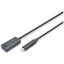 Digitus aktīvais USB 3.2 Gen2 10G pagarinātājs DA-73113, 5m, 10 Gbps, 24 pin USB-C vīrie&scaron;u, 9 pin USB A sievie&scaron;u