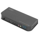Digitus KVM komutator DS-12850, 4096 x 2160, 2x DisplayPort, 1x HDMI, 4x USB A, 4x audio 3,5mm, 2 seadet