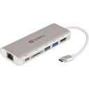 Sandberg USB keskjaam 136-18, 4, USB 2.0, hall, HDMI, RJ-45, USB 3.2 Gen 1 Type-A, USB Type-A