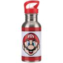 Paladone Super Mario metāla ūdens pudele PP8022NN, 500ml, nerūsējo&scaron;ais tērauds, salmiņ&scaron;, daudzkrāsaina