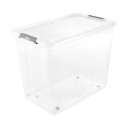 Box with lid on wheels clipbox Leo 59x38x47cm 74L transparent  0611004001