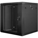 Lanberg Seinale paigaldatav riiul WF01-6612-10B, 600x600mm, 12U, max. 60kg, IP20, klaasid uks, 4 vertikaalset riba