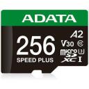 Adata microSDXC UD256GUI3V30A2SP-RA1 256GB, skaitymo greitis 180MB/s, ra&scaron;ymo greitis 160MB/s, UHS U3, V30, A2, atsparumas smūgiams