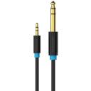 Vention audio kabelis, TRS 3.5mm uz 6.35mm, BABBG, 1,5m, melns, 26AWG, PVC