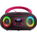 Denver TDB-212 Pink 111141900040, DAB+ Bumbokss, Rozā, 230V, FM radio, Bluetooth, AUX, USB MP3, LED apgaismojums