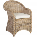 Dārza krēsls KATALINA ar spilvenu 63x66xH85cm, rāmis no dabīgā rotangpalmas pinuma, pelēks 42052 HOME4YOU