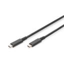 Digitus Kabeļi AK-300343-008-S, 0.8 m, USB Type-C, USB Type-C, melna krās.