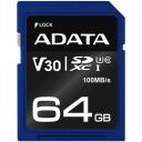 Adata atmiņas karte ASDX64GUI3V30S-R, 64GB, 100MB/s, 60MB/s, V30, UHS-I, Class 3, melna/zila