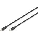 Digitus USB-C silikona savienojuma kabelis, AK-300341-010-S, 1m, 60W, 480 Mbps, melns, 3A, veidots, bez savērsuma