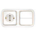 Розетка с выключателем в одном корпусе HARMONY LUX, с заземлением, 2т., BYLECTRICA