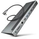 Axagon dokkimisjaam HMC-4KX3, 3x USB-A, 2x HDMI, DP, RJ-45, SD/microSD, audio, PD 100W