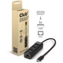 Club3D USB хаб CSV-1549, 3 x USB Type-A, 1 x RJ45, 5 Гбит/с, Gigabit Ethernet, черный