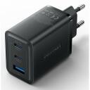 Vention įkroviklis FERB0-EU 65W PD greitas įkrovimas, 3 įrenginiai, 2 USB-C, 1 USB-A, juodas, GaN technologija