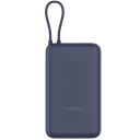 Kompakts ārējais uzlādes akumulators ar 33W ātro uzlādi un integrētu USB-C/USB-C kabeli 20000 mAh Power Bank zils BHR8975GL Xiaomi