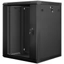 Lanberg Seinale kinnitatav rack WF01-6615-10B, 600mm, 15U, 60kg, IP20, klaasiduksed, 4 vertikaalset riba, 2 ventilaatori pesa