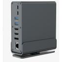 Gembird adapteris 15-in-1 A-CF-COMBO15-01 USB-C 4 AF, 2 HDMI, 1 DisplayPort, 1 RJ45, 1 audio, 1 kortelių skaitytuvas, pilkas