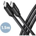 Axagon USB-C į USB-C kabelis 1.5m 60W juodas BUCM3-CM15AB, 2 USB-C jungtys, 3A, 3.2 Gen 1