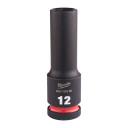 SHOCKWAVE&trade; IMPACT DUTY TRIECIENIZTURĪGAS UZGRIEŽŅU MUCIŅAS, 12 MM 1/2" IMPACT SOCKET DEEP - 1PC, 4932480330 MILWAUKEE