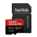 Atminties kortelė Extreme PRO microSDXC SDSQXCU-064G-GN6MA 64 GB UHS-I A2 Class 10 U3 V30 iki 200 MB/s read / 90 MB/s write su SD adapteriu SanDisk