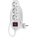 Emos Ilgintuvas P1322, 2m, 3x2P+PE, jungiklis, baltas, PVC, 3680W, vaikų apsauga, H05VV-F3G 1mm2