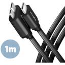 Axagon USB-C Micro-B kaabel BUMM3-CM10AB 1m, 3A, must