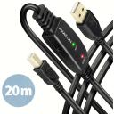 Axagon USB kaabel ADR-220B, 20m, aktiivne USB 2.0 A-M kuni B-M, 1 x USB 3.0 B, must