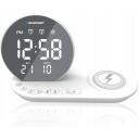 Blaupunkt Будильник CR85WH CHARGE, FM, 20 станций, Qi зарядка, USB, LED дисплей, датчики температуры