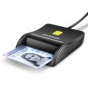 Axagon i&scaron;manioji kortelių skaityklė CRE-SM3N USB 2.0, kabelio ilgis 1.3 m, svoris 57 g, juoda, palaiko T=0 ir T=1, Plug and Play